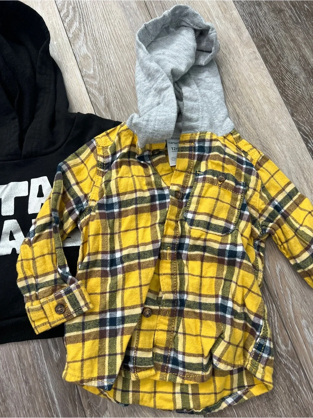 Bundle baby boy footie plaid long sleeve button
